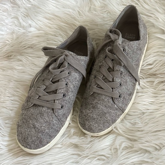 EILEEN FISHER 11 Clifton Felted Wool Sneakers in Koala Gray • Fall Winter Shoes - Picture 11 of 16